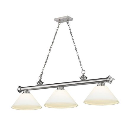 Z-LITE Cordon 3 Light Billiard, Brushed Nickel & Matte Opal 2306-3BN-AMO14